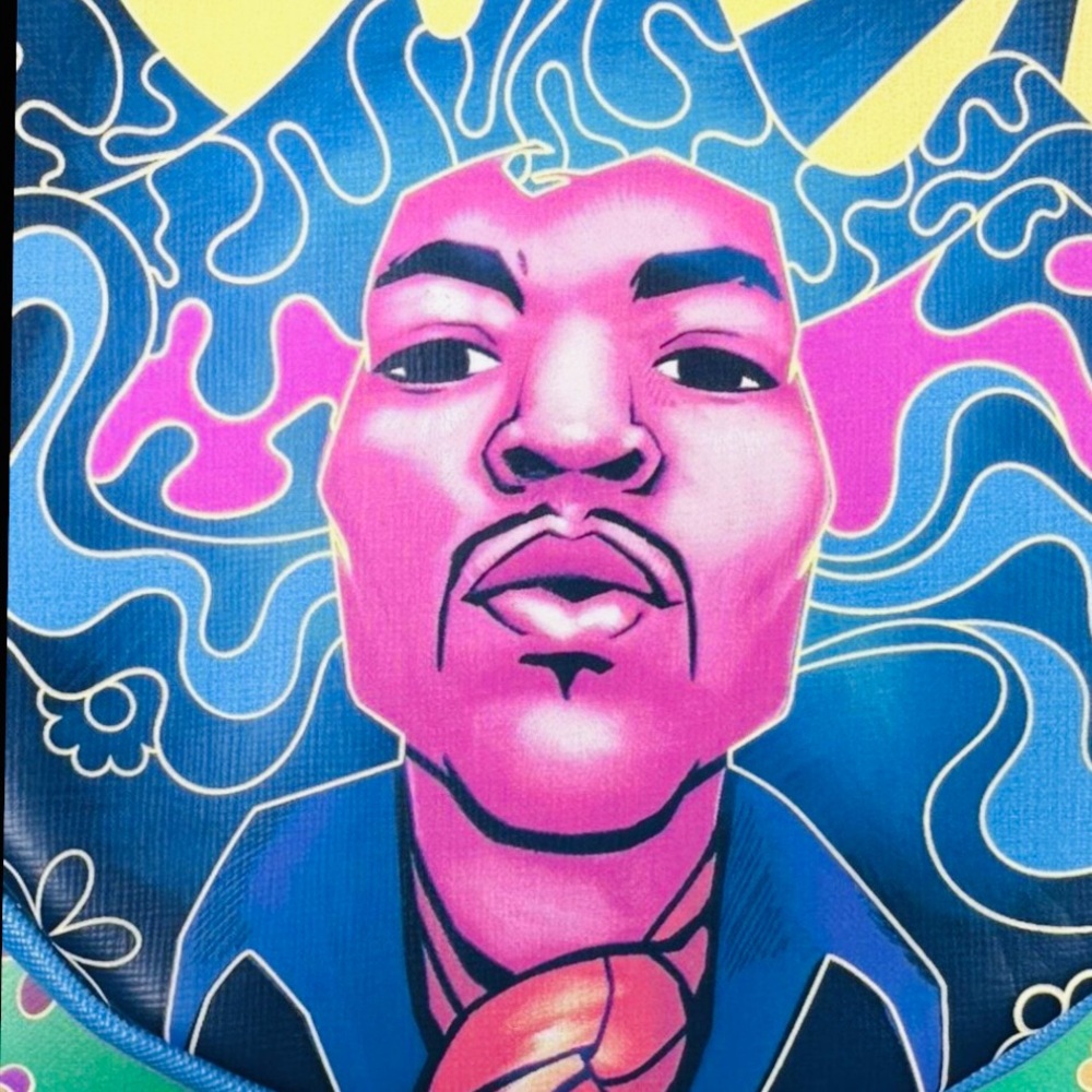 Loungefly Jimi Hendrix Psychedelic Landscape Zip Mini Backpack 9” x 10.5” x 4.5” - Picture 2 of 12